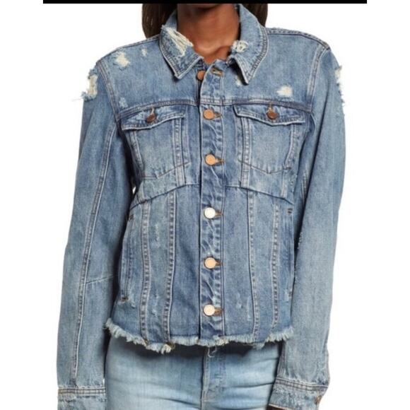 BlankNYC Blue Distressed Denim Jacket S - Picture 1 of 5